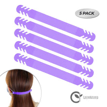 Load image into Gallery viewer, Set of 5 - Silicone Ear Savers - Purple | Anti-Slip Extension Hook for Ear Protection | Adjustable, Reusable and Stylish | Hook Buckle Strap Mask Extender for Pain Relief

