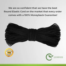 Load image into Gallery viewer, Round Elastic Cord for Masks - 1/8 Inch, 110 Yards, Black | Stretch String, Rope, Band, Strap for Face Mask Making, Sewing, Art
