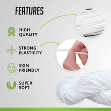 Load image into Gallery viewer, Round Elastic Cord for Masks - 1/8 Inch, 10 Yards, White | Stretch String, Rope, Band, Strap for Face Mask Making, Sewing, Art
