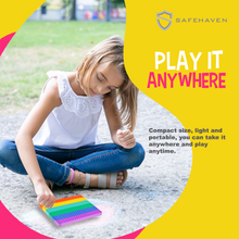 Load image into Gallery viewer, SafeHaven Jumbo Poppet Fidget Toy | XXL Rainbow Square 30x30cm

