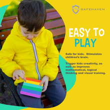 Load image into Gallery viewer, SafeHaven Jumbo Poppet Fidget Toy | XXL Rainbow Square 30x30cm
