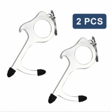 Load image into Gallery viewer, 2Pc Contactless Door Opener Tool - Hygiene Key - Safe Touch - Bottle Opener Stylus Silver
