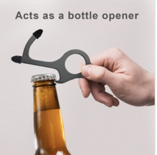 Load image into Gallery viewer, 2Pc Contactless Door Opener Tool - Hygiene Key - Safe Touch - Bottle Opener Stylus Silver
